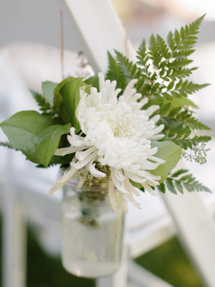 white wedding flower aisle decor
