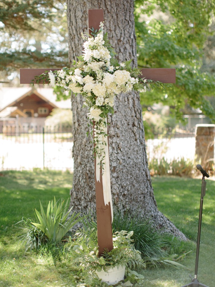 flower accented wedding cross