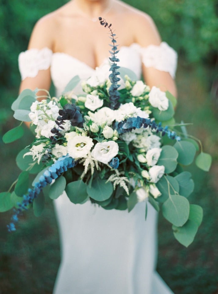 blue and white wedding bouquet