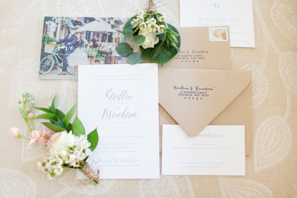classic white and silver wedding invitation suite