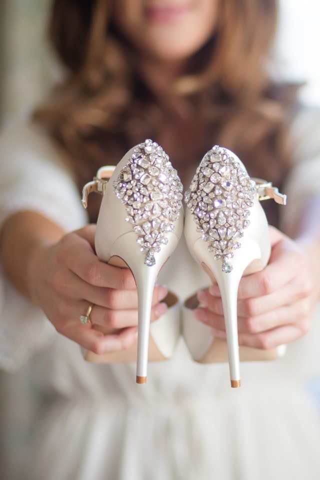sparkly white wedding shoes