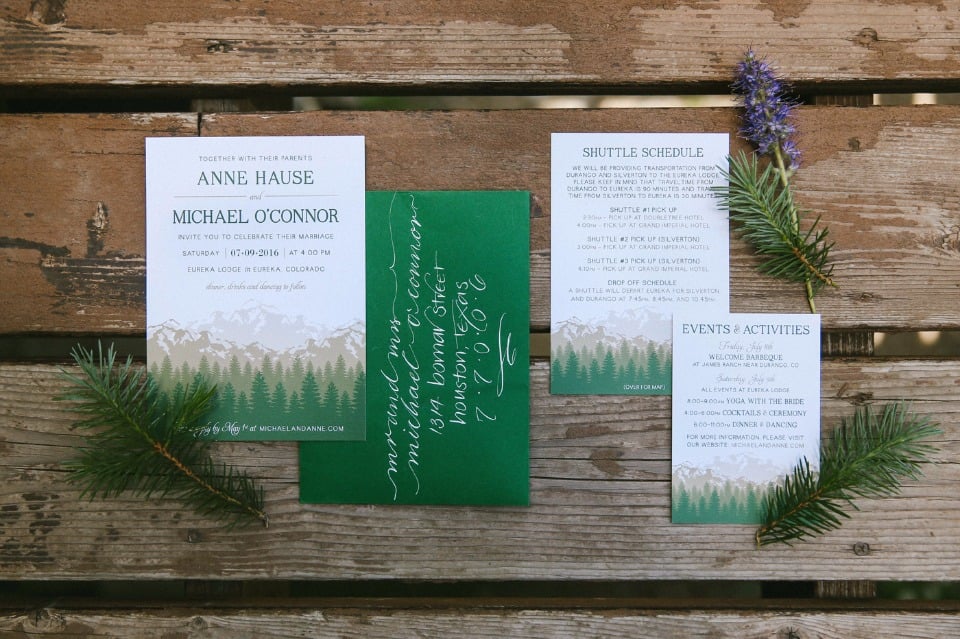 mountain scenery wedding invitations