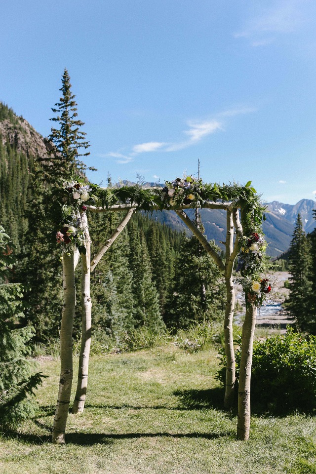rustic outdoor wedding arch