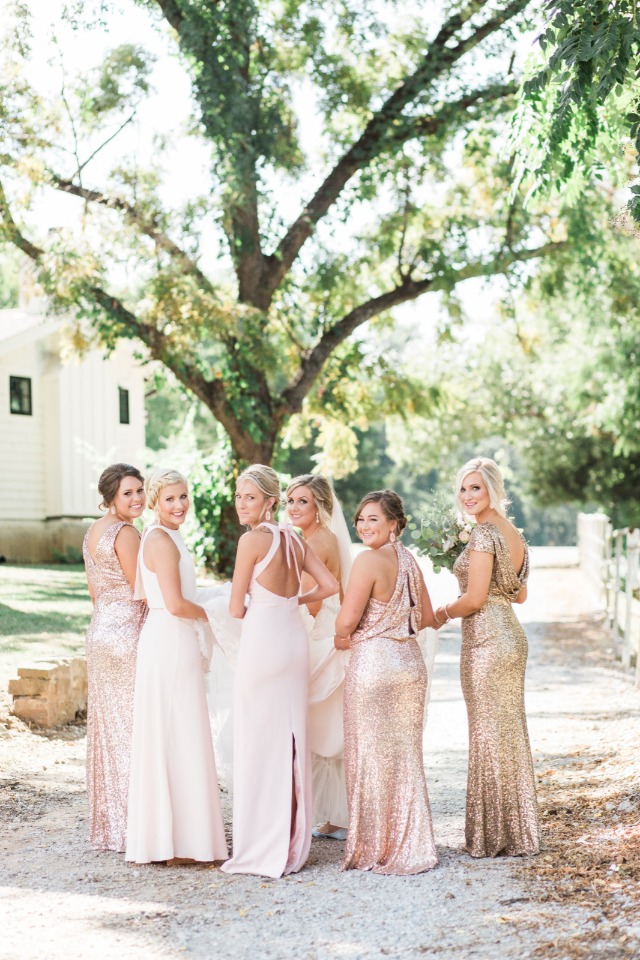 soft pink and gold glitter bridesmaids