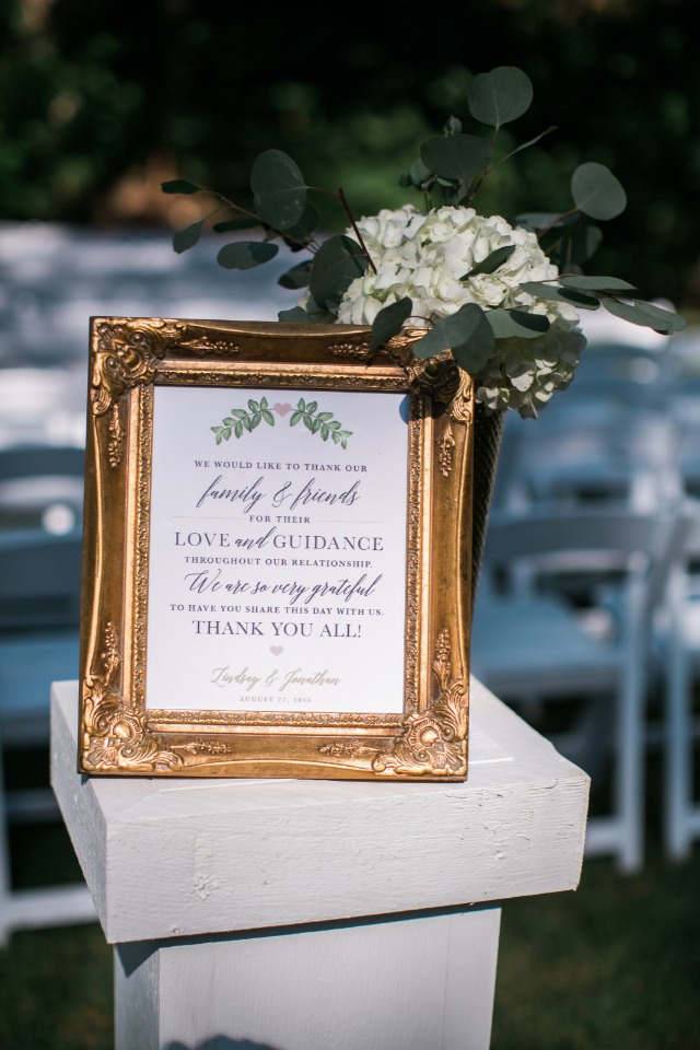 a framed wedding thank you for your wedding guests