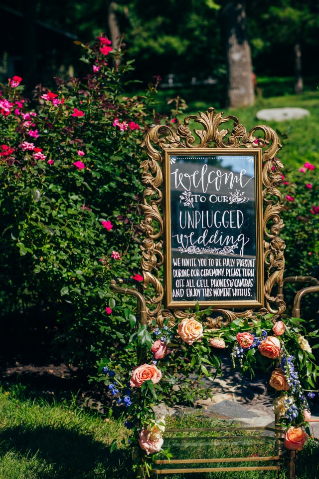 Unplugged welcome wedding sign
