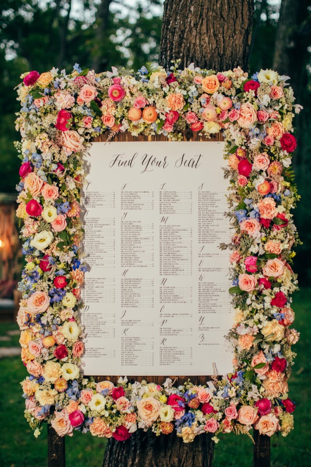 Floral framed seating chart