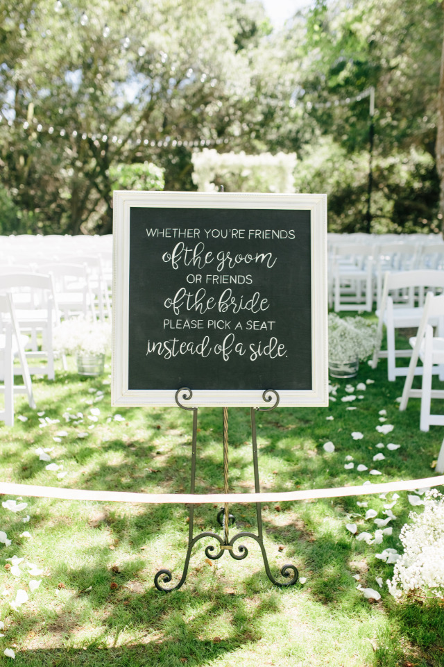 wedding ceremony seating chalkboard sign