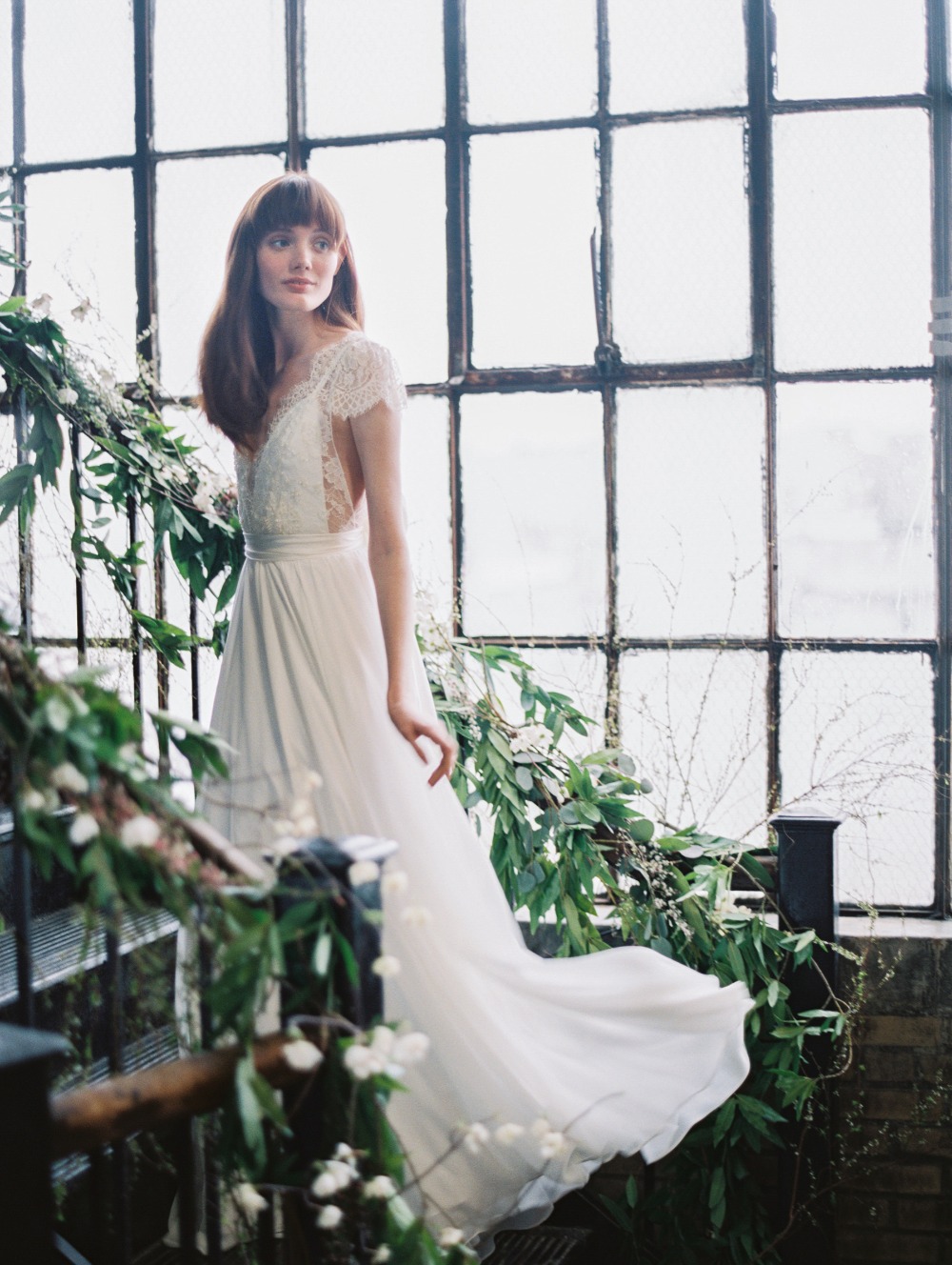 lacy cap sleeve wedding dress