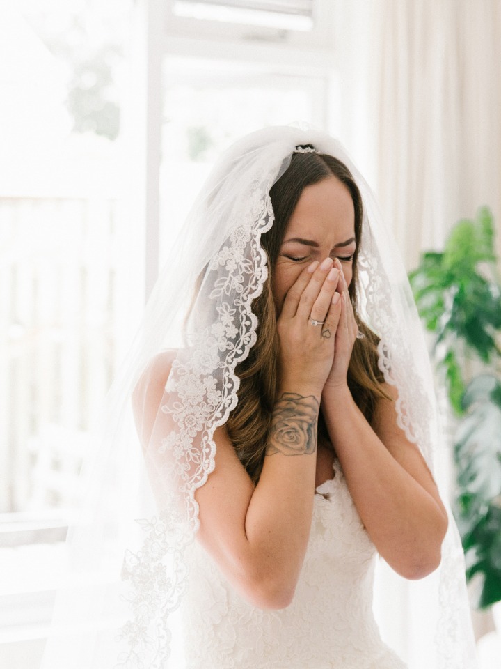 happy crying from the bride