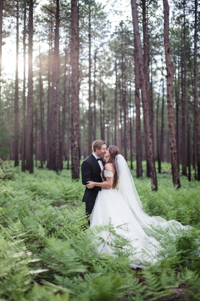 Gorgeous woodland wedding portrait