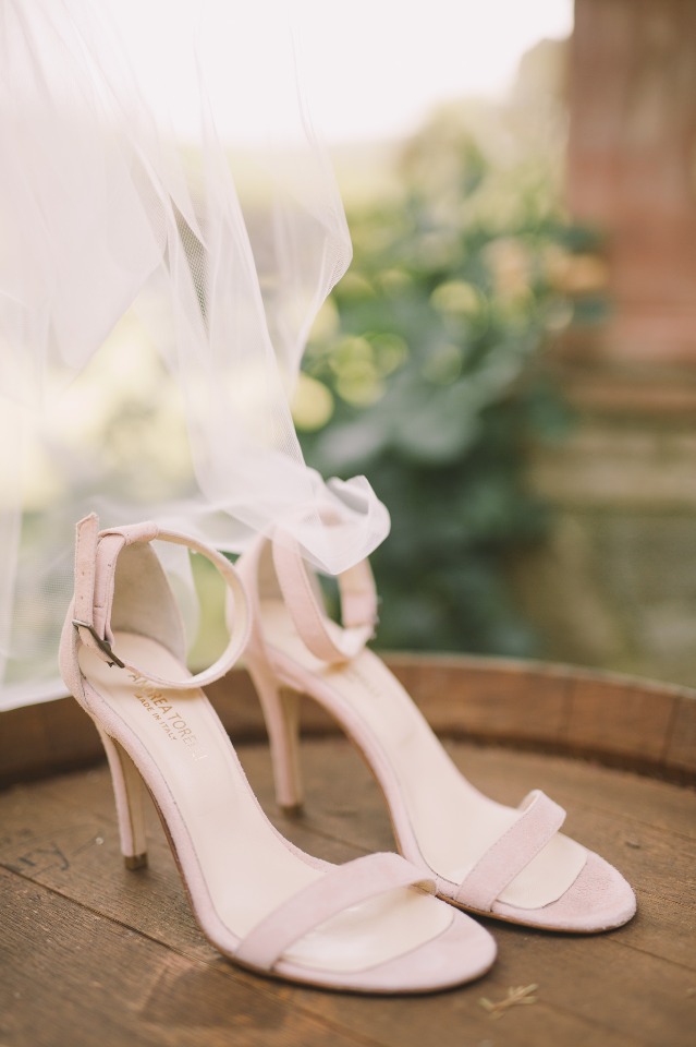 Blush strappy heels