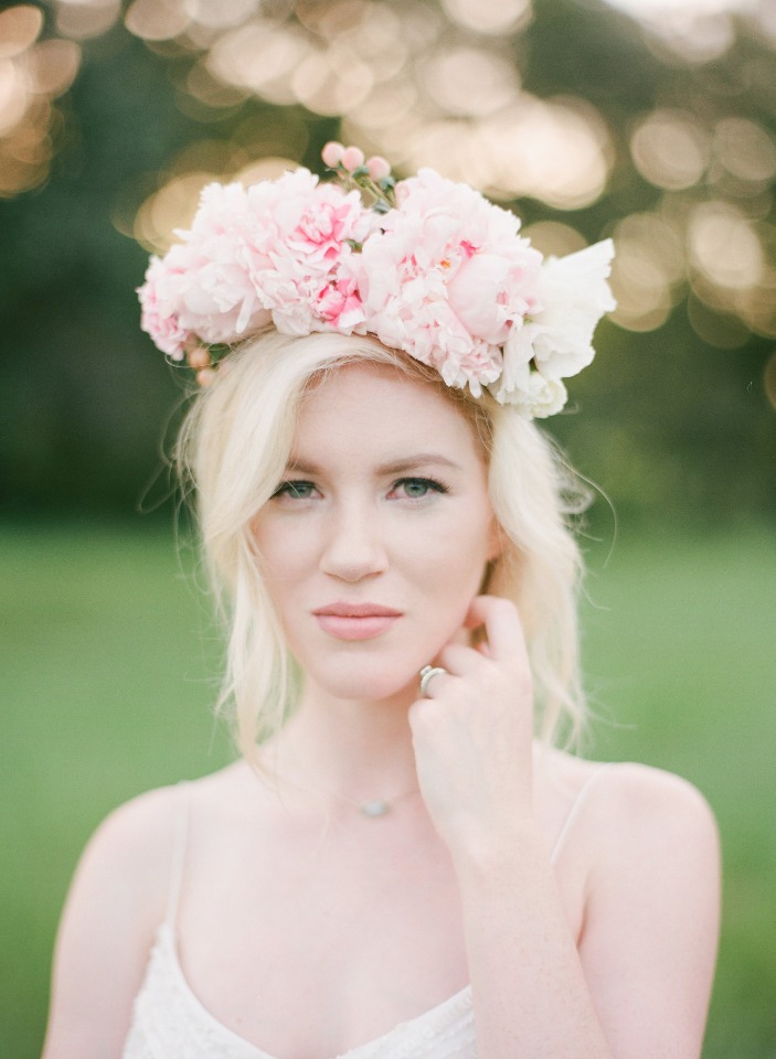 soft pink bridal flower halo