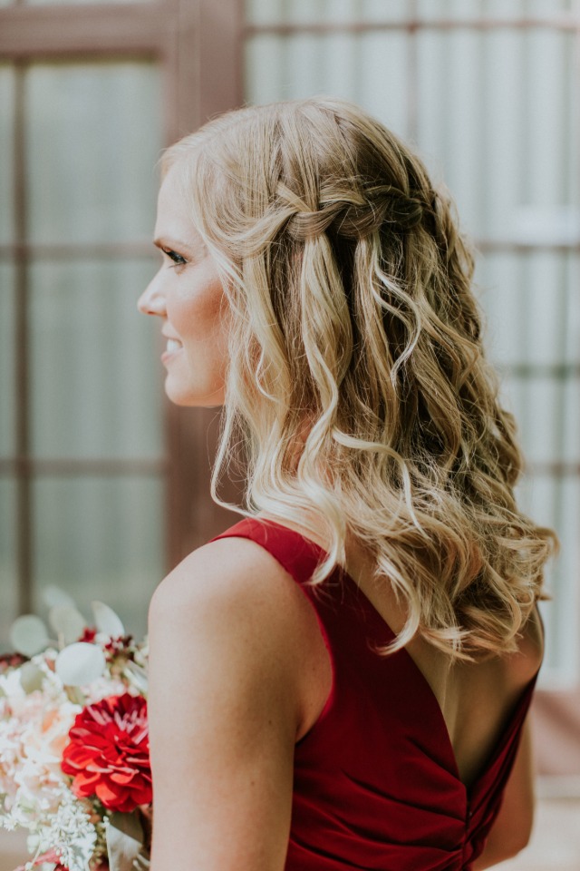 Waterfall braid for bridesmaid hair