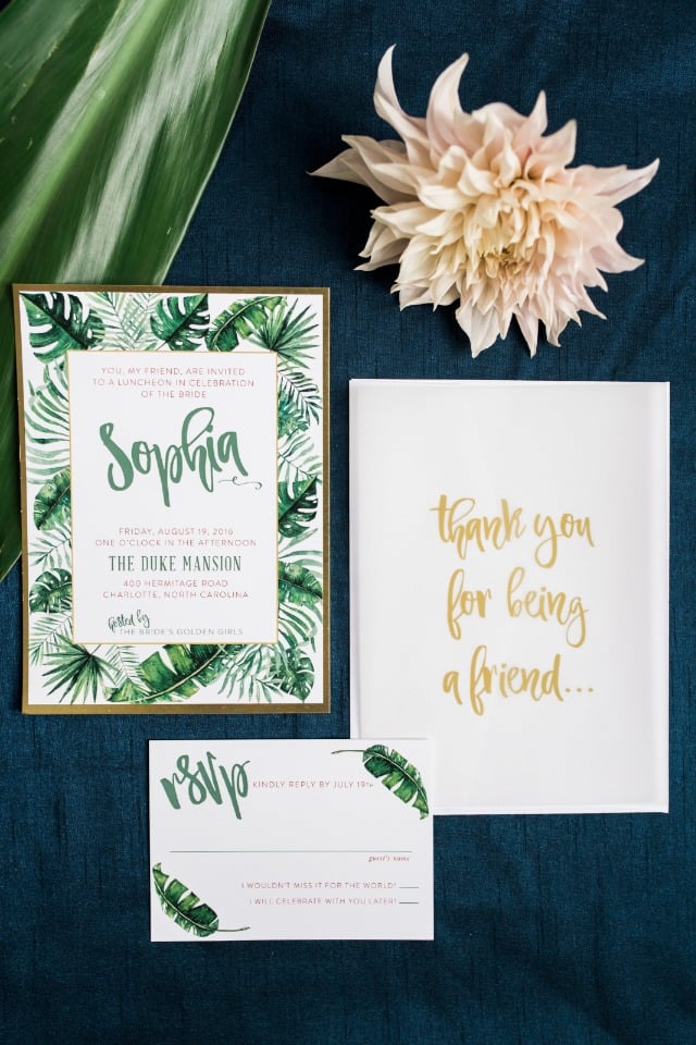 Tropical inspired bridal luncheon invite