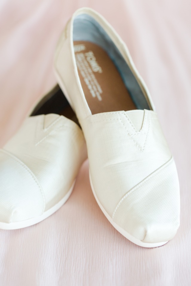 Simple white Toms wedding shoes