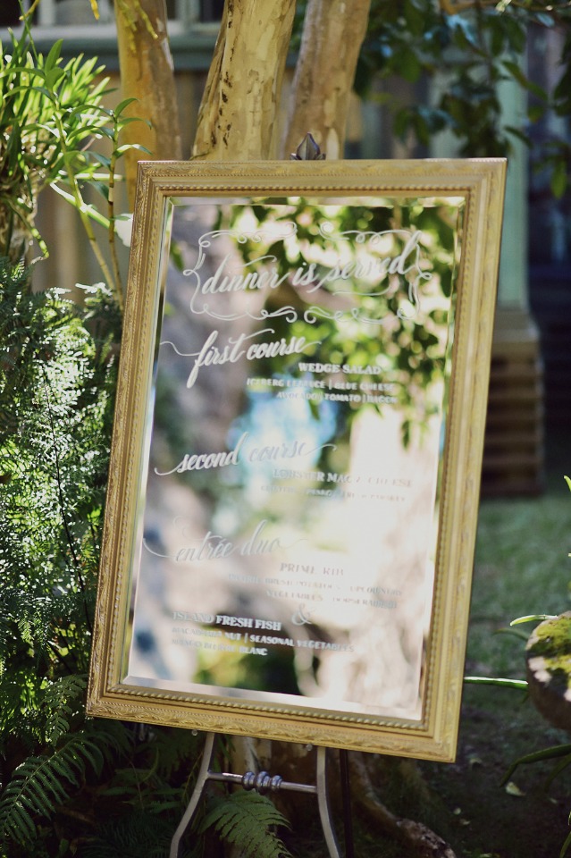 framed mirror wedding sign