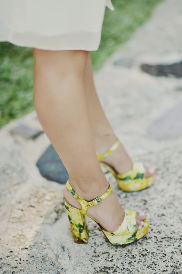 pretty yellow bridesmaid shoes