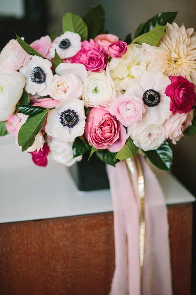 soft pink and white wedding bouquet