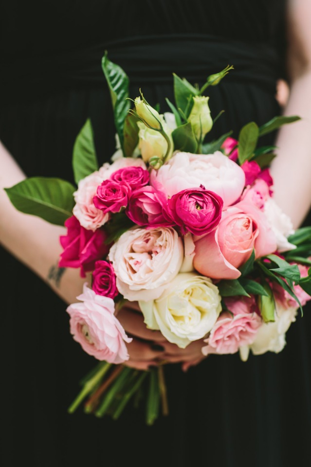 hot pink and soft pink bridesmaid bouquet