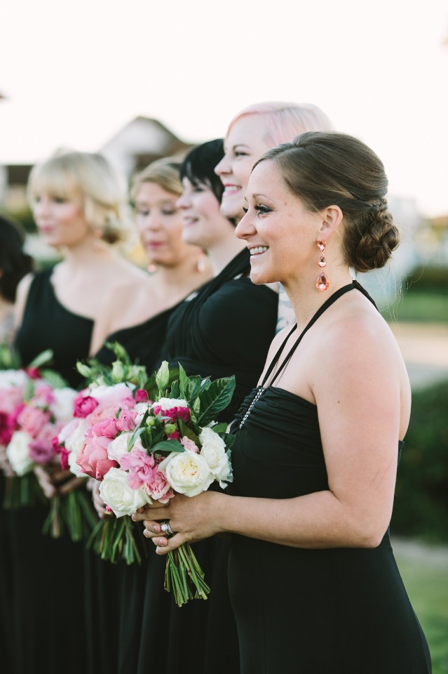bridesmaids in black