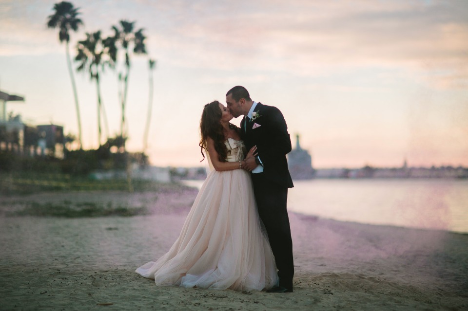 color bomb wedding photo