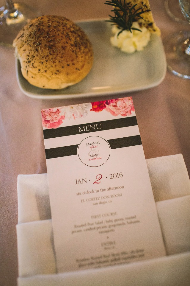 cute modern and chic wedding menu