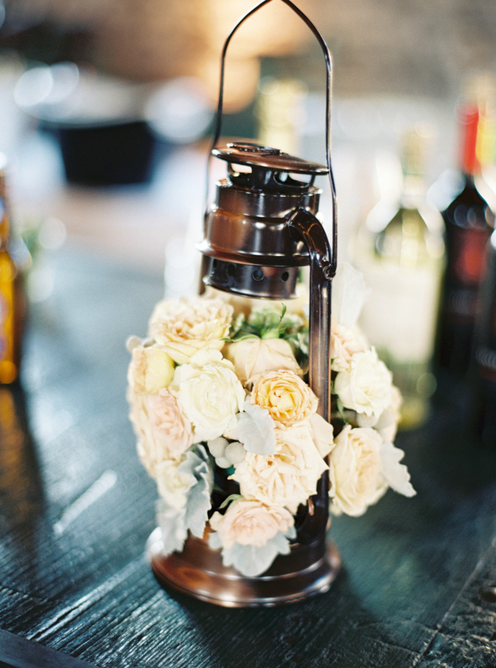 wedding flower lantern centerpiece idea