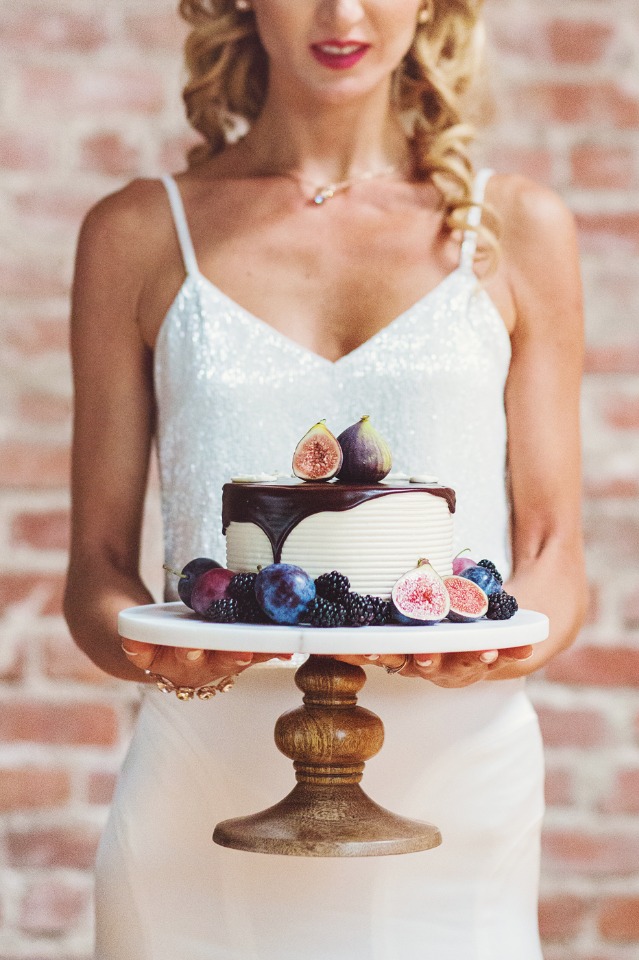 fig topped mini wedding cake