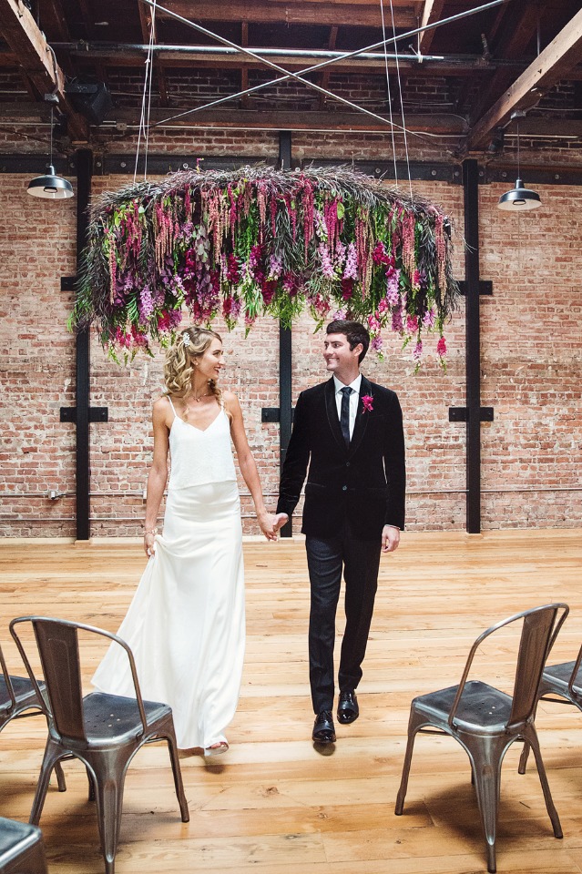 hanging wedding ceremony floral halo