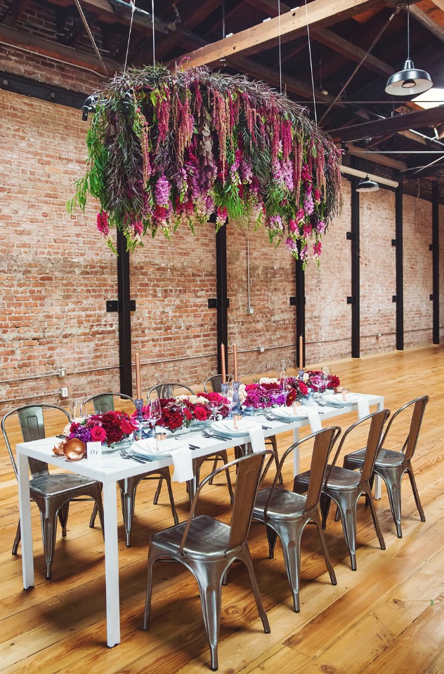 modern and floral accented fall wedding table