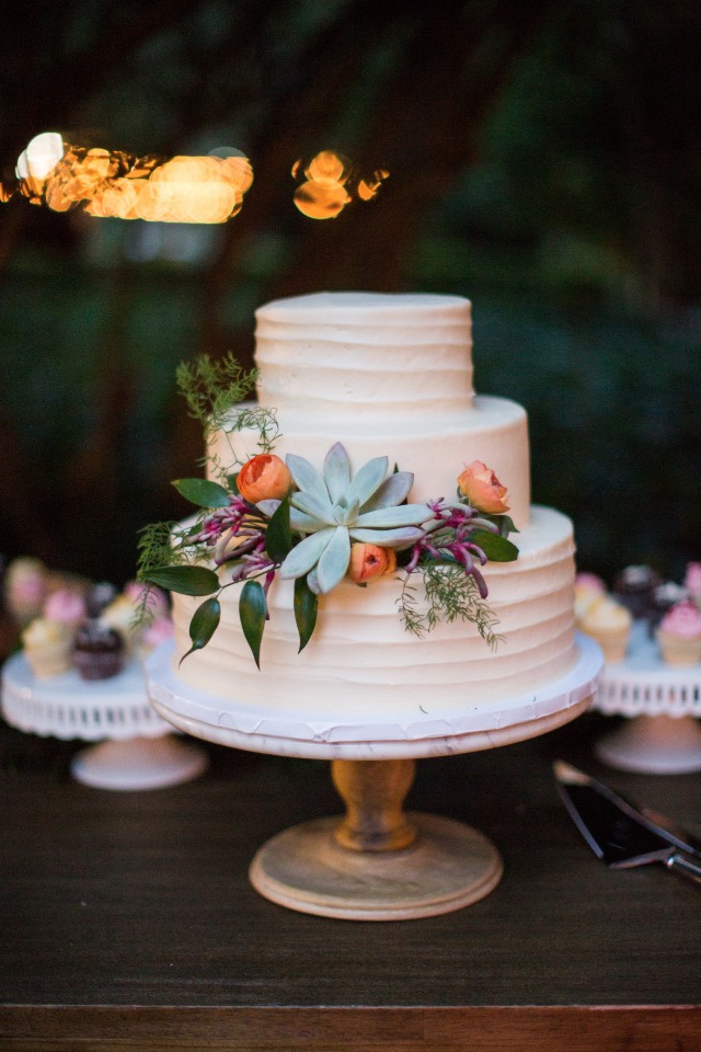succulent accented wedding cake