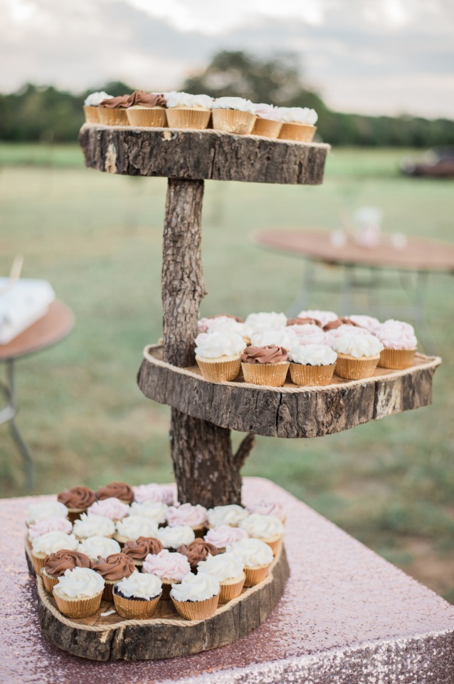 Rustic wood cup cake stand