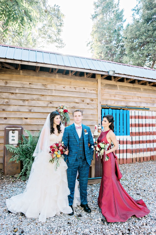 red white and blue wedding party
