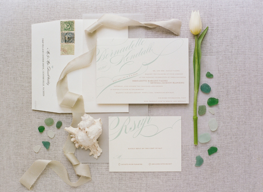 mint and ivory wedding invites from Minted