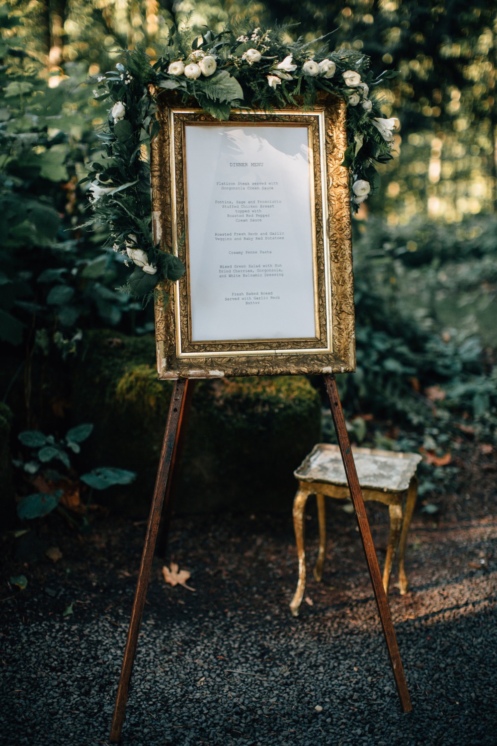 Gold framed menu