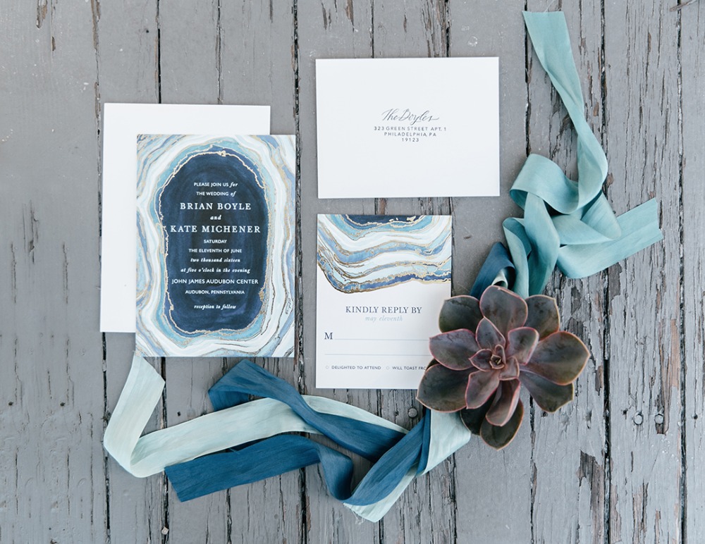 Geode wedding invitation