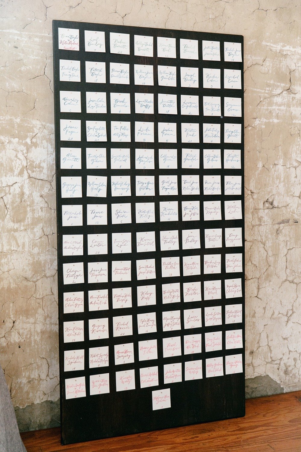 Simple calligraphy seating chart