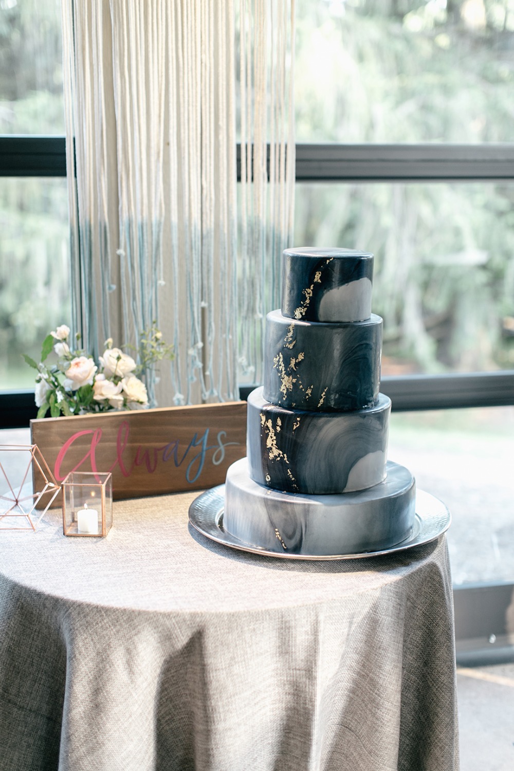 Geode wedding cake with gold foiling