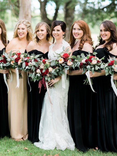 Elegant Floral Filled Red Blush and Gold Romantic Barn Wedding