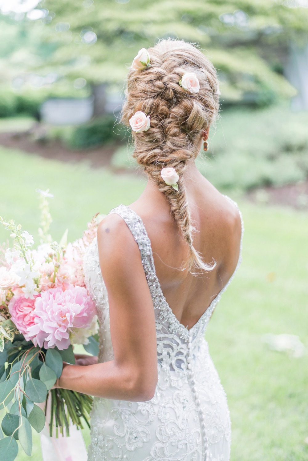 Gorgeous bridal hair with flowers