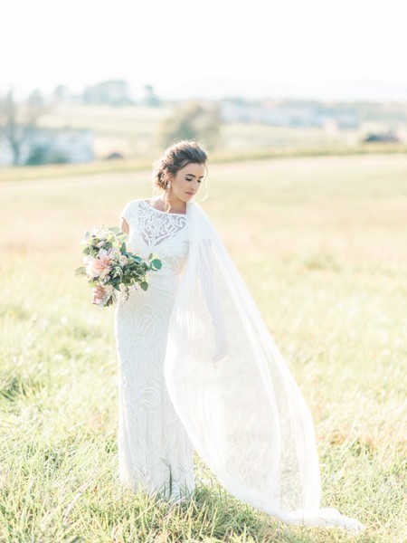 Natural Chic Outdoor Blue and Blush Fall Wedding In Virginia