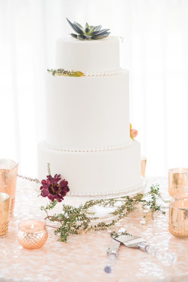 white modern wedding cake
