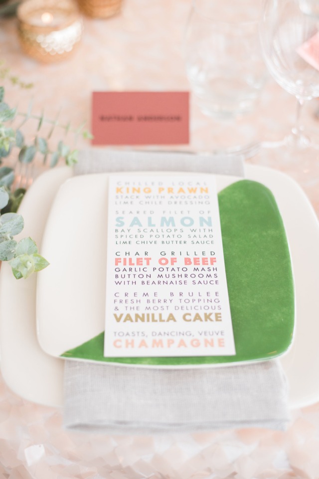 color blocked modern place setting