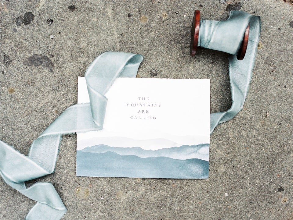 watercolor mountain stationery