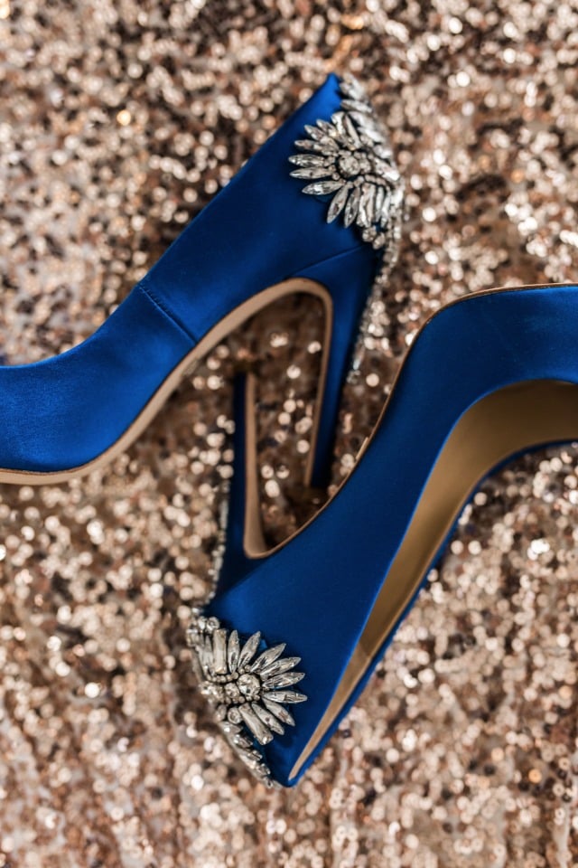 blue Bagdely Mischka wedding shoes