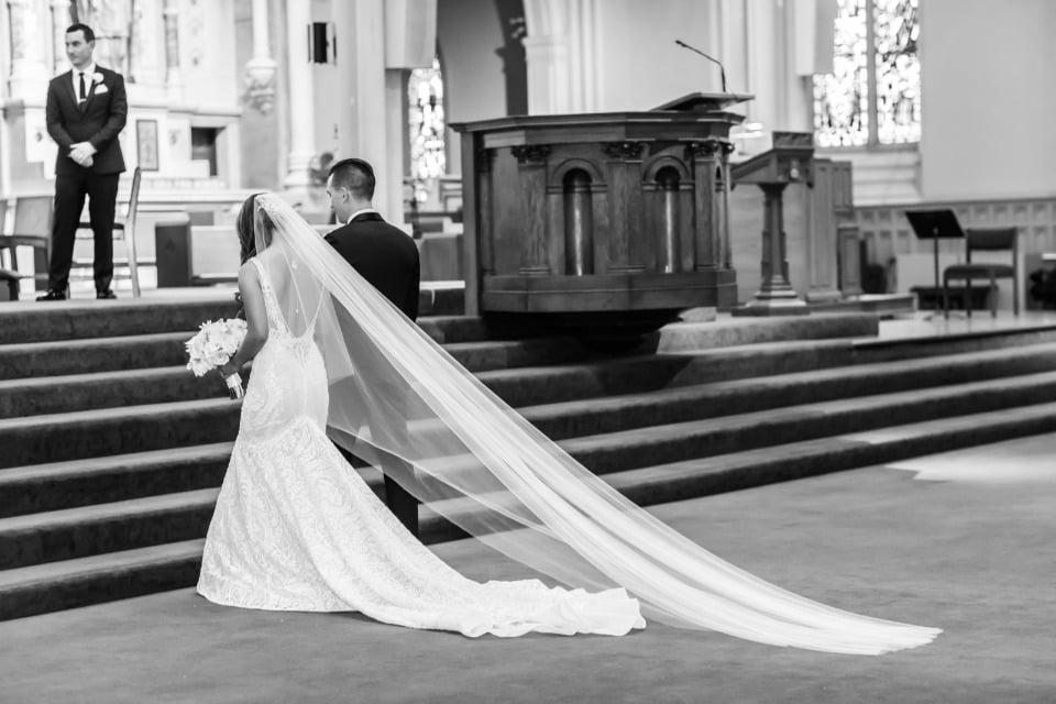 cathedral length wedding train and veil