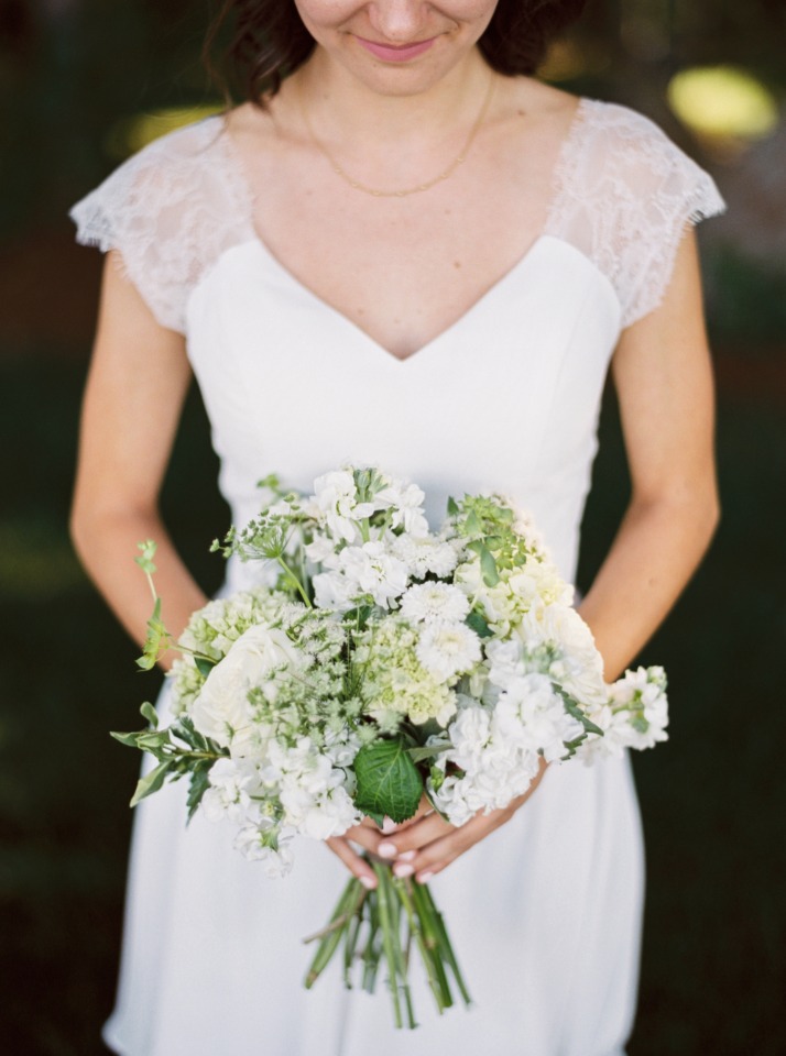 White and green bridesmaid bouquet