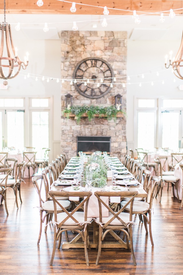 Gorgeous indoor reception with natural elements