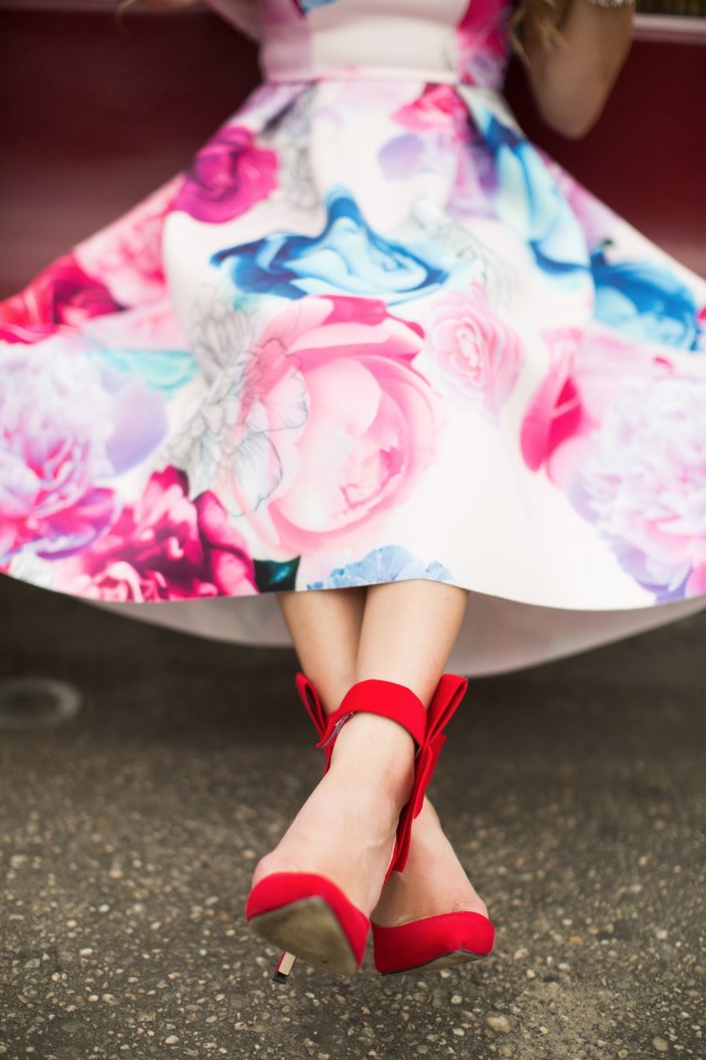 Bright red heels